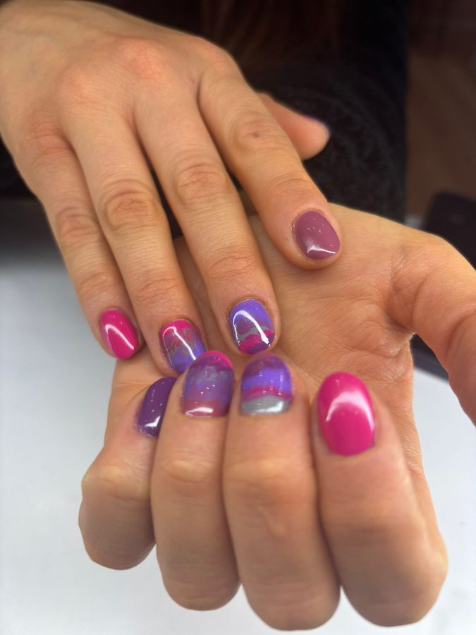 Fucsia e viola effetto marmo